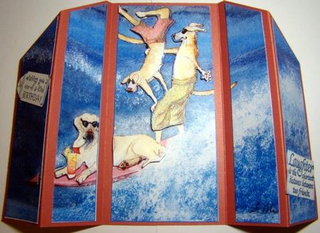 Labrador Cool Surf Dudes Theatre Fold Card by Chris Williams