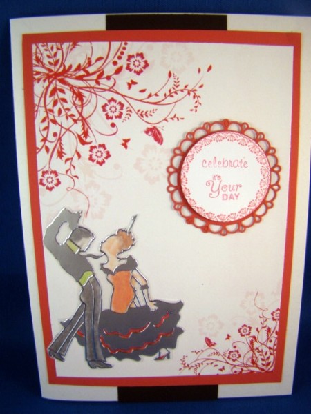 Red Butterflies and Swirls Card Base by Chris Williams