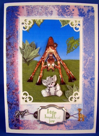 Whats This a New Baby Girl Card Front with Decoupage by Chris Williams