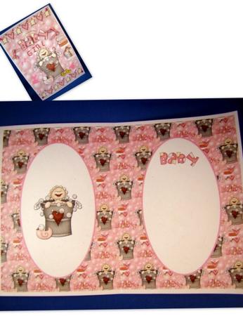 New Baby Girl Bathtime Quick Card Front Woth Decoupage by Chris Williams