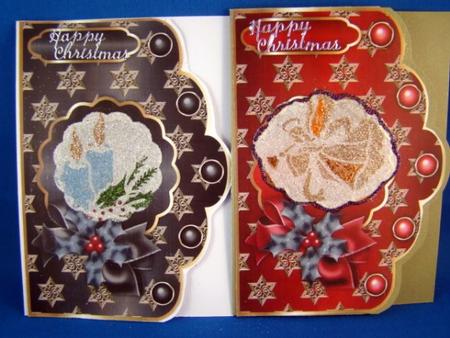 Christmas Golden Stars Scallop Card Fronts in Black and Red by Chris Williams