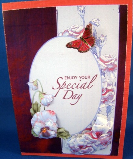 Purple Silk Quick Card with Butterfly and Pansies by Chris Williams