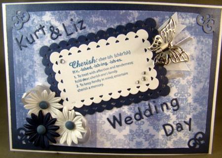 Blue Grunge Dolly Stripe Lace A4 Backing Paper by Chris Williams