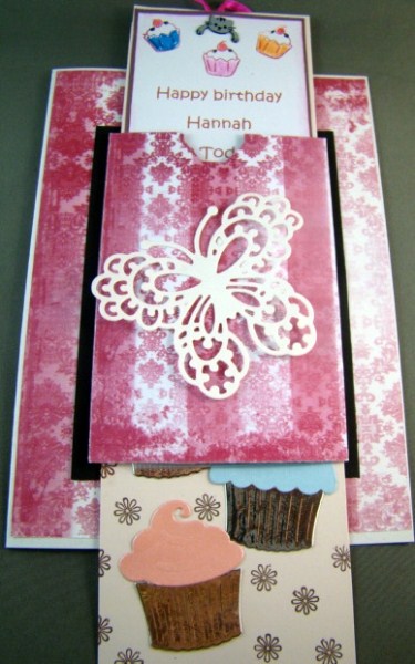 Cerise Grunge Dolly Stripe Lace A4 Backing Paper by Chris Williams