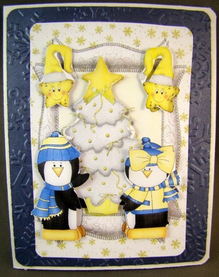 Cute Penguin's with Christmas Tree & Cheeky Star by Chris Williams