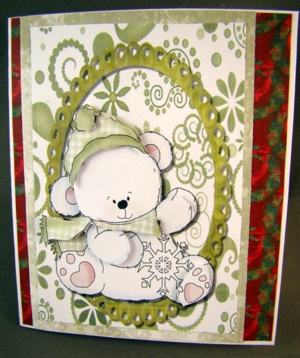 Cute Green Christmas Polar Bear with Snowflake by Chris Williams