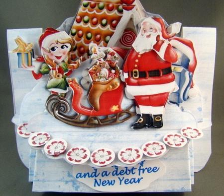 Santas Christmas Party 3D Shelf Card with Card Box by Chris Williams