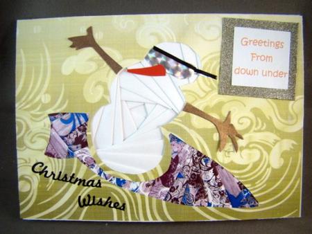 Surfing Snowmen Iris Folding by Chris Williams