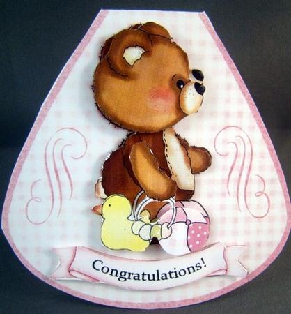 Fuzzy Cubby Baby Girl - Wobble Card by Chris Williams