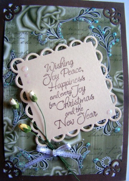 Olive Painted Rose Swirl A4 Backing Paper by Chris Williams