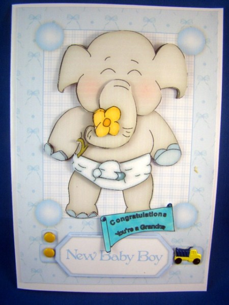 Sweet Baby Boy Elephant Decoupage by Chris Williams
