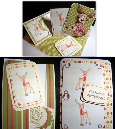 Rudolph & Penguin Christmas Backing Paper by Chris Williams