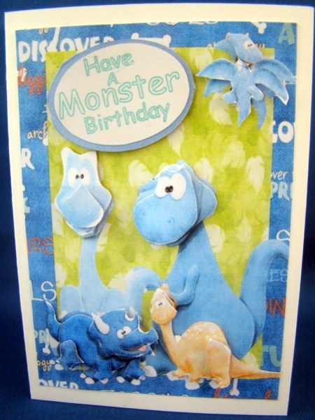 Dinosaur Family in Blue Frame by Chris Williams