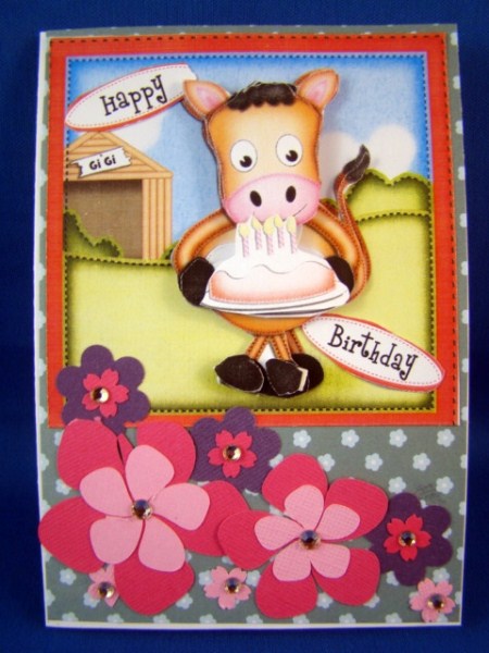 Gi Gi the Horse's Birthday Cake Quick Card N 3D Decoupage by Chris Williams