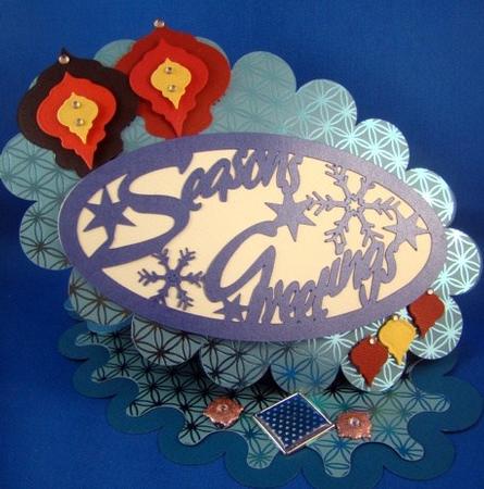 Oval Scallop Card 'seasons Greetings' Silhouette by Chris Williams