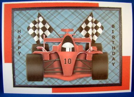 Red Racing Car with Flags by Chris Williams