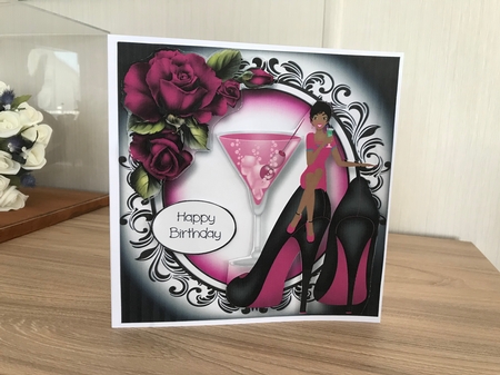 Stilettos & Cocktails - Magenta - Version 2 8x8 by Chrissie  Mcmorran 