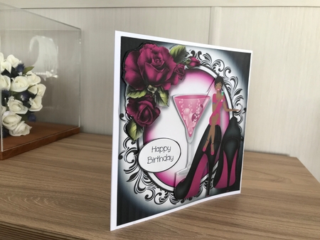 Stilettos & Cocktails - Magenta - Version 2 8x8 by Chrissie  Mcmorran 