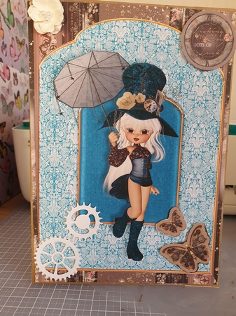 Steampunk in Blue Scalloped Top Quick Card by Chrissie  Mcmorran 