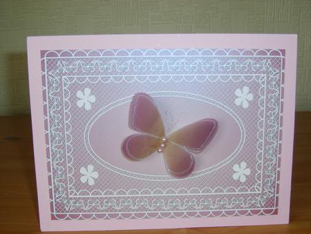 Butterfly Lace A4 Card Front in Pink Gradient by Chrissy Rowe