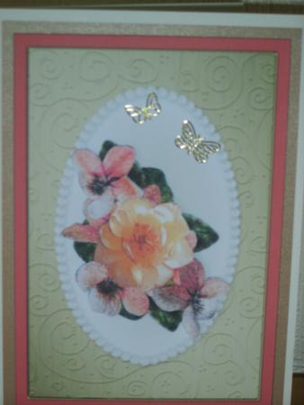 Flowers & Pearls Quick Card with Decoupage by Chrissy Rowe