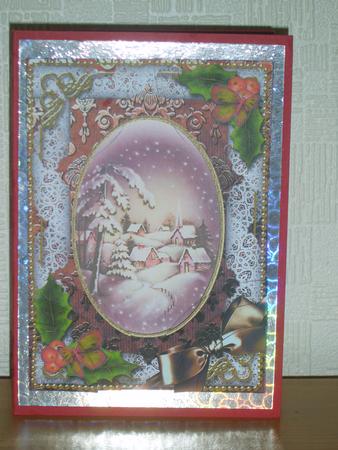 Snowy Village Holly 7x5inch All 4 Corner Stacker by Chrissy Rowe