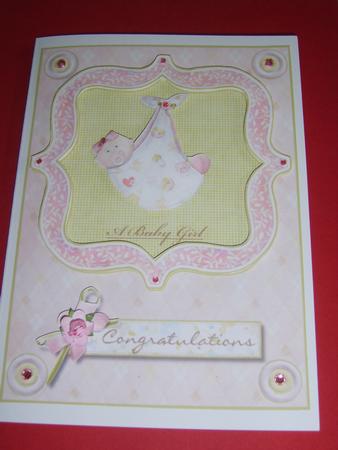 A Baby Girl Congratulations Card Front by Chrissy Rowe