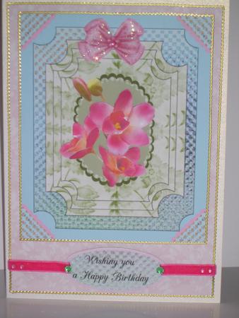 Orchid for Decoupage on a Delightful Card Happy Birthday L by Chrissy Rowe