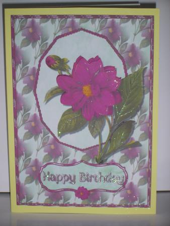 Deep Red Dahlia, Card Front and Decoupage by Chrissy Rowe