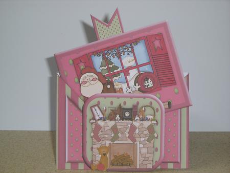 Card Criss Cross Pocket Christmas Santa and Rudolf Window by Chrissy Rowe