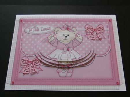 A5 Cute Ballet Teddy Oval Pyramage Topper by Chrissy Rowe
