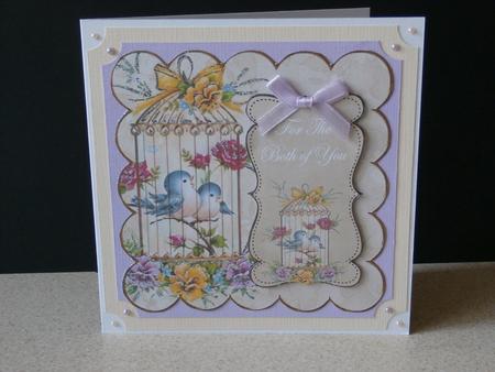 Cream Lovebirds Both of You 8in Scallop Topper by Chrissy Rowe