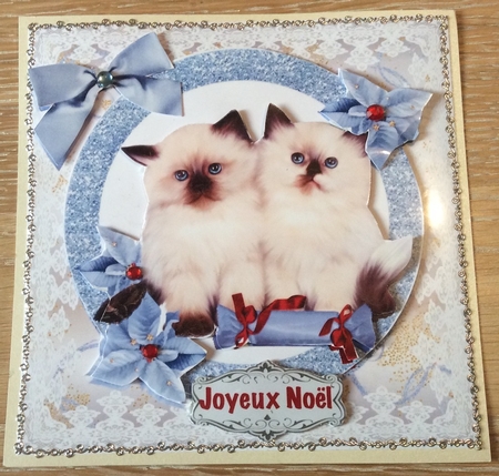Christmas Kittens on Lace by Christiane Lions