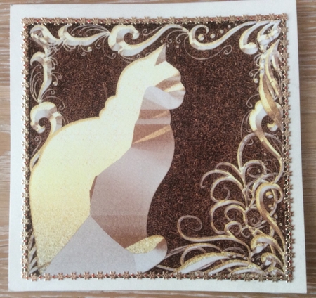 Cat Sculpture Square Topper with Swirls by Christiane Lions