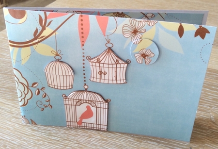 Birdcage Dusky Teal 7x5inch Landscape Card & Envelope Mini Kit by Christiane Lions