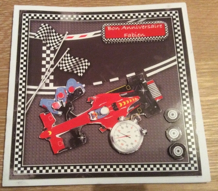Pit Stop Red Racing Car 8in x 8in Decoupage Mini Kit by Christiane Lions