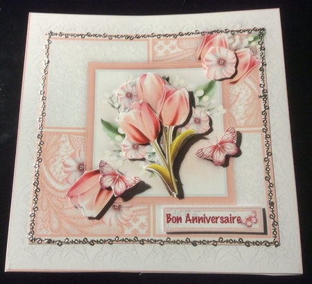 Pink Tulip Lace Squares Card Kit by Christiane Lions