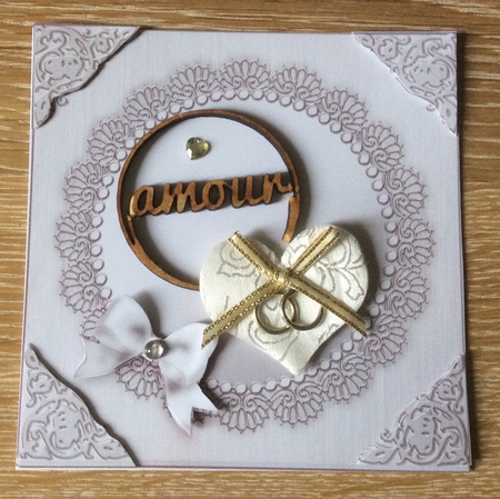 8 x 8 Metallic Lace and Bow Card Front by Christiane Lions