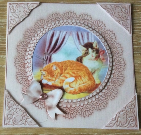 8 x 8 Metallic Lace and Bow Card Front by Christiane Lions