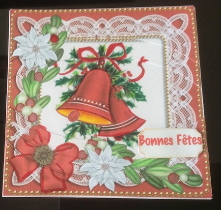 Christmas Bells Red Poinsettia 5in Centre O Stacker by Christiane Lions