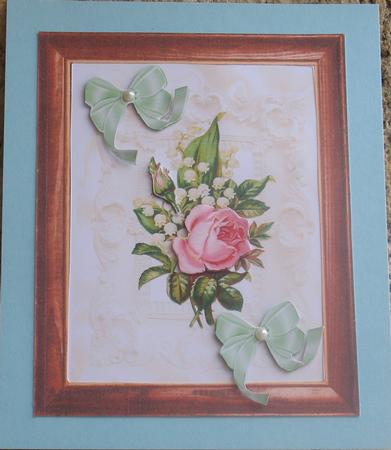 Pink Rose with Lily of the Valley, A4 Topper by Christiane Lions