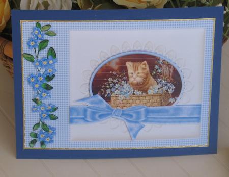 A4 Forget Me Nots & Vintage Kitten by Christiane Lions