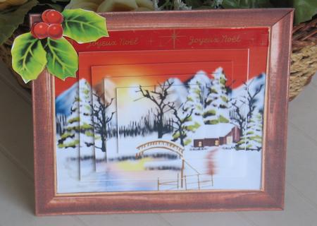 Christmas Snow Scene of Pyramids with Holly by Christiane Lions