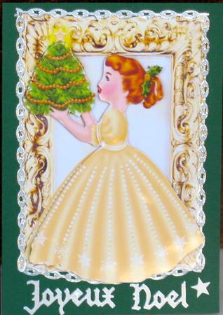 Pretty Girl Holding a Christmas Tree in Frame A4 by Christiane Lions