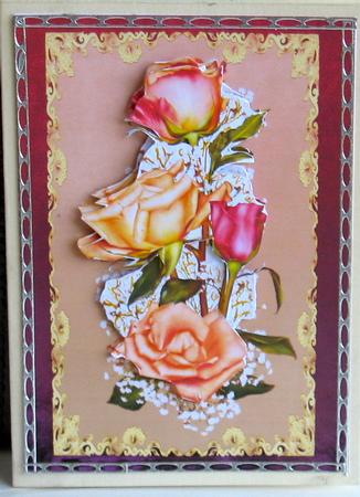 Beautiful Joy Roses on Lace + Decoupage by Christiane Lions