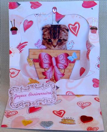 Kitten in a Flower Pot with Butterflies Shaped Card 1 by Christiane Lions