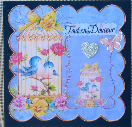 Blue Lovebirds New Life Together 8in Scallop Topper by Christiane Lions