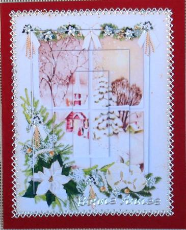 Vintage Christmas Through the Snowy Window Pyramid by Christiane Lions
