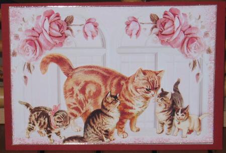 Cats and Playful Kittens in Rose Window by Christiane Lions