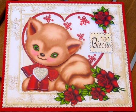 You're the Cats Meow, with Red Roses 8x8 by Christiane Lions